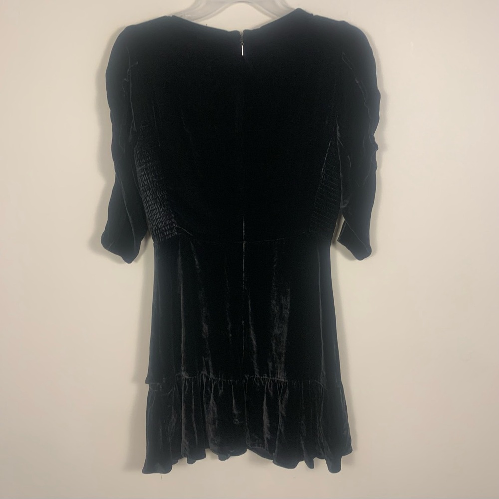 ZARA Velvet Ruched Ruffle Smocked Mini Dress - Picture 9 of 15